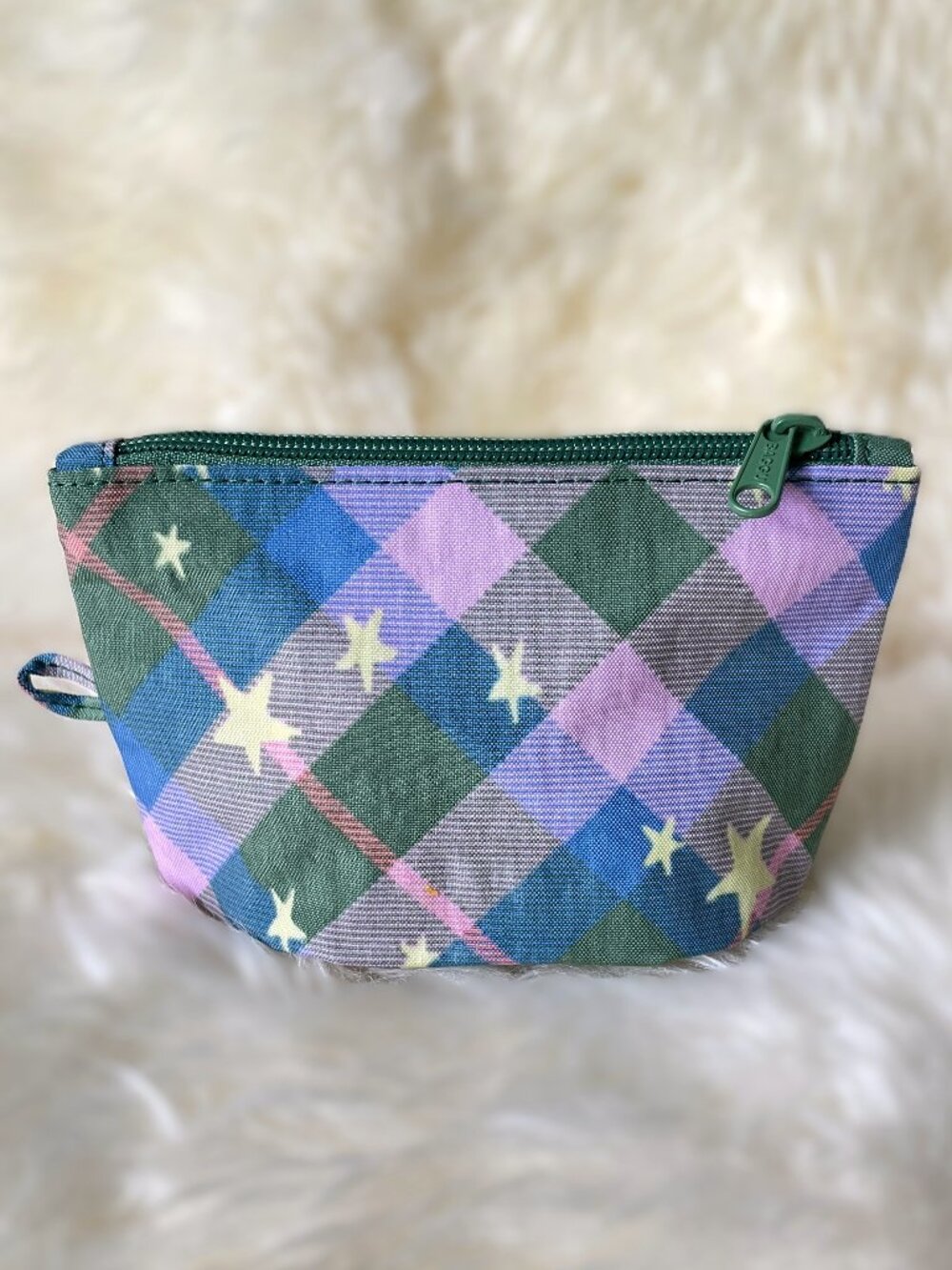 NWOT Baggu Go Pouch Small - Green Star Plaid